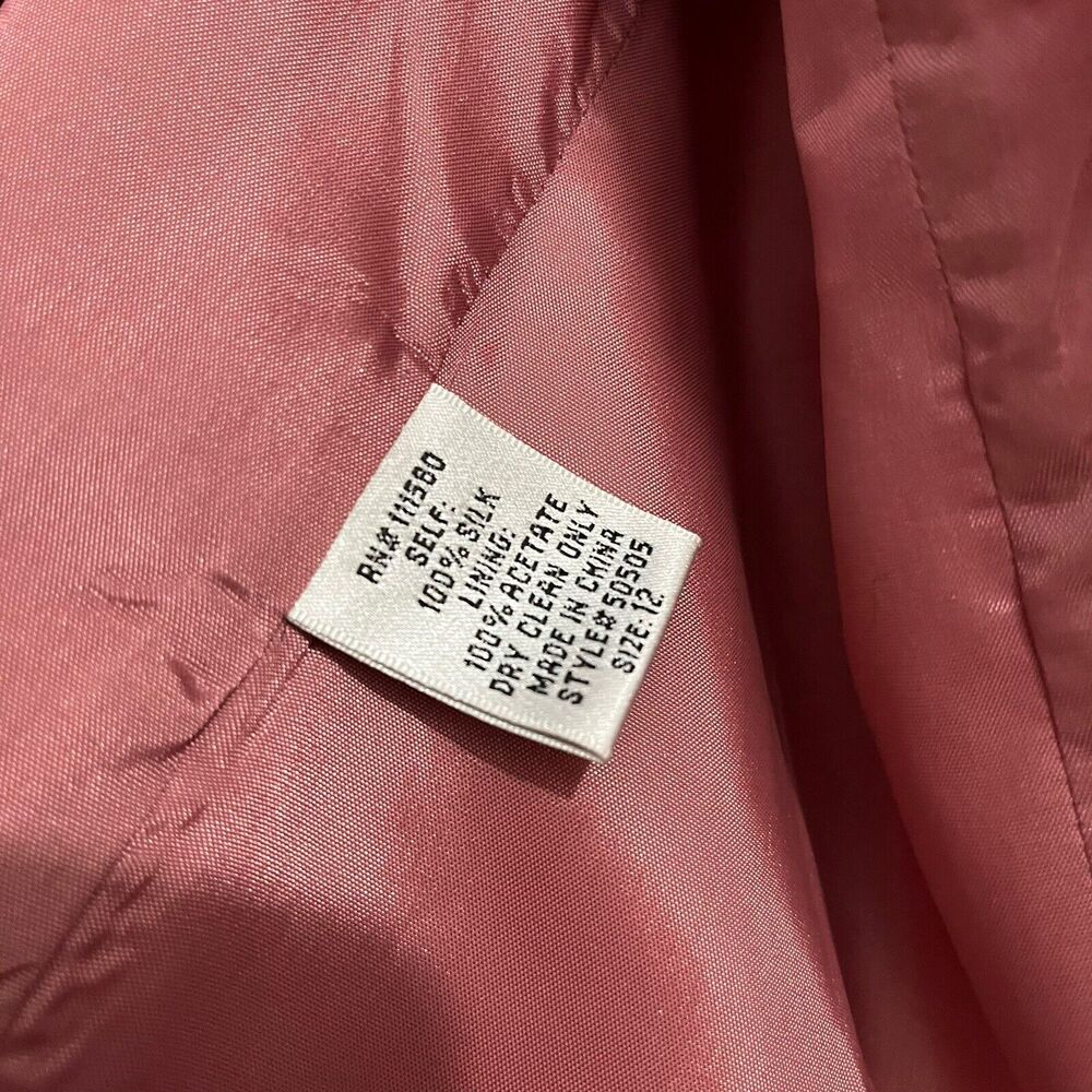 Dress Suit Vintage Womens 90s MILLER SHOR 100% Silk 2-piece Two-Tone Pink Tan 12 - Picture 5 of 16